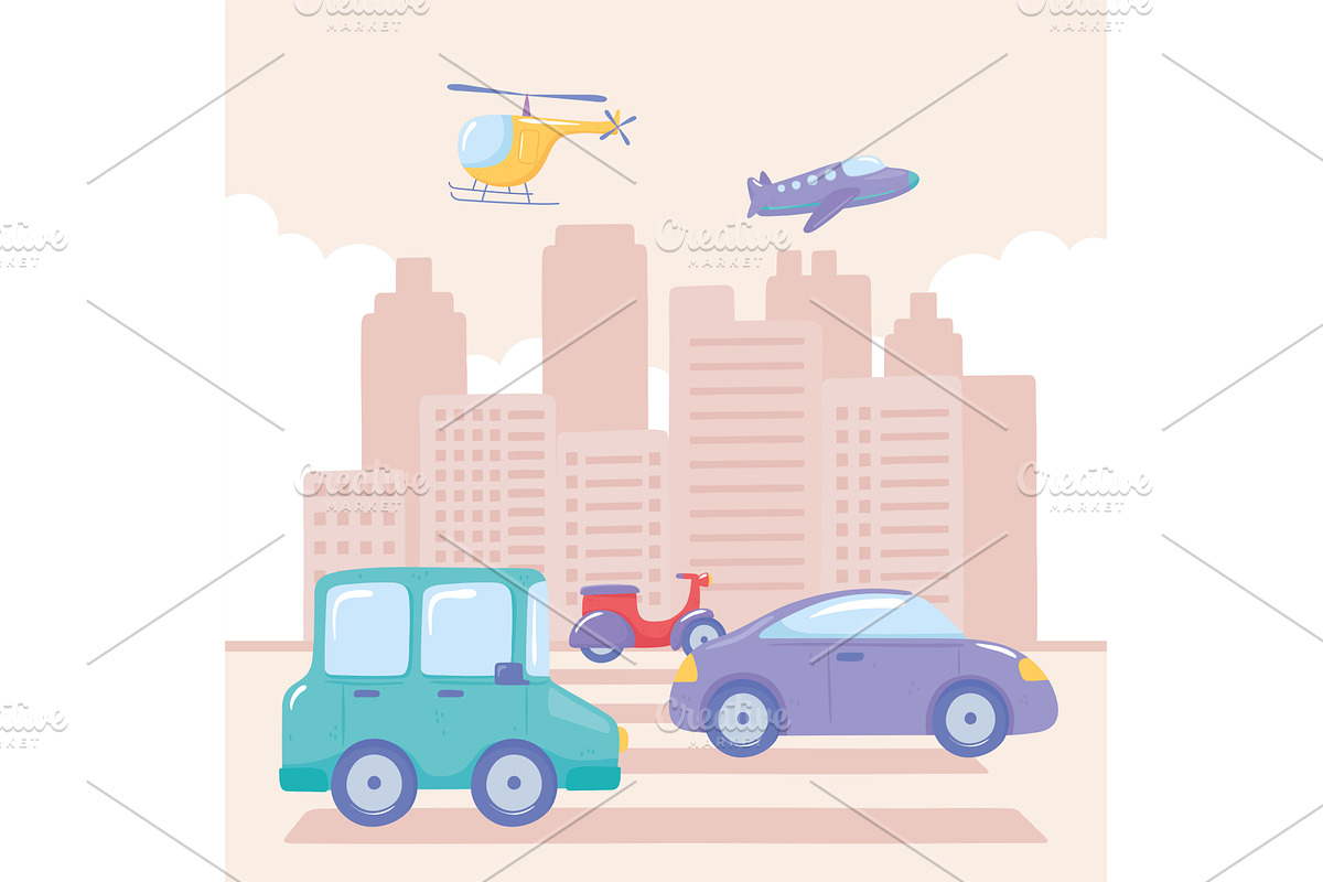 various transport urban, a Transportation Illustration by studiogstock