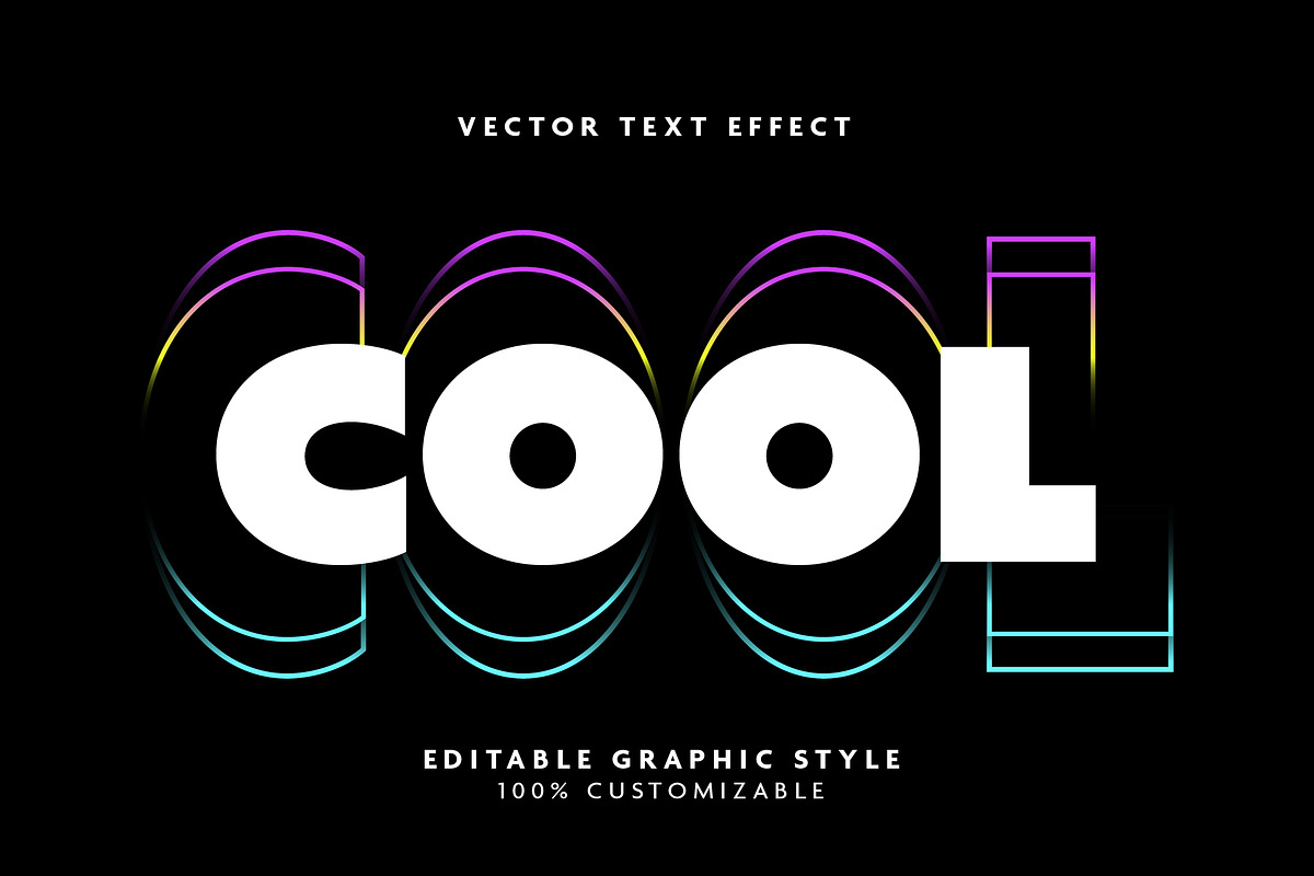 Retro Neon Outline Bold Text Effect