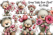 Spring Teddy Bear Clipart, an Illustration by Libby Wishes (Thumbnail 1 of 4)