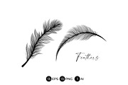 Black Feathers Stencil Boho Line Art, an Illustration by ilonitta (Thumbnail 4 of 6)