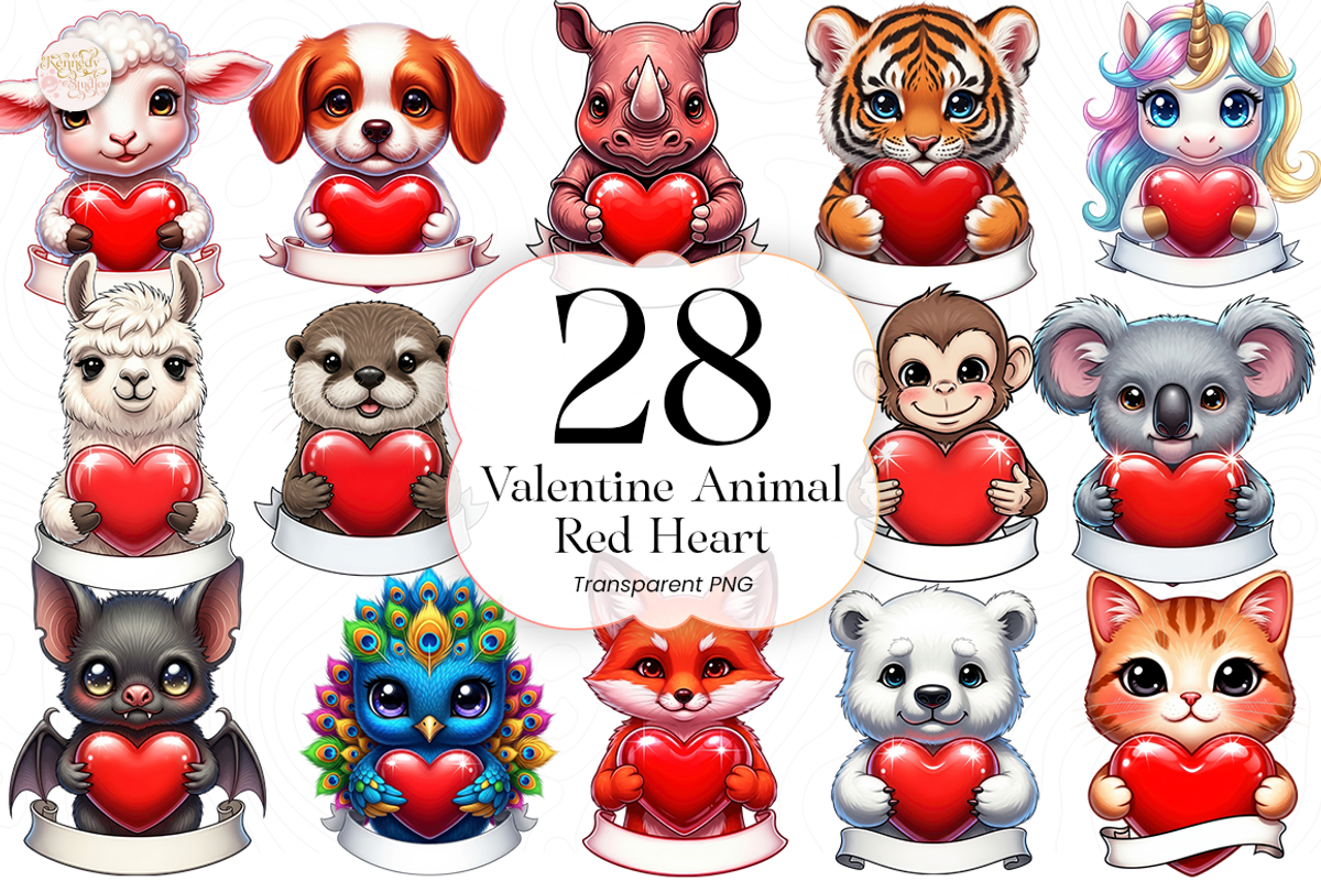 Valentine Animal PNG Clipart Cute, an Animal Illustration by KennedyStudio (Photo 1 of 5)