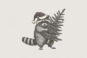 Raccoon Christmas Tree PNG, Santa, an Illustration by SharpMarketplace (Thumbnail 1 of 3)