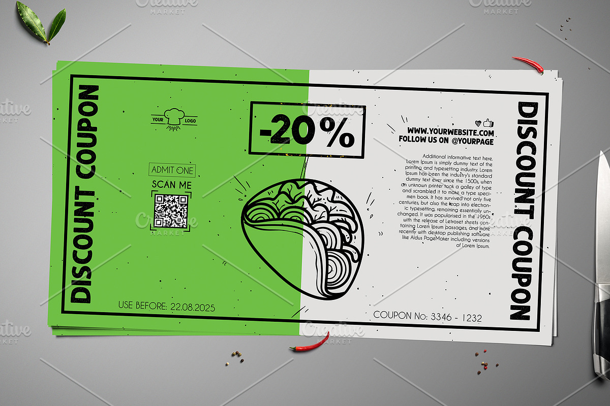 Fast Food Discount Coupon 021, a Card Template by Tzochko (Photo 3 of 8)