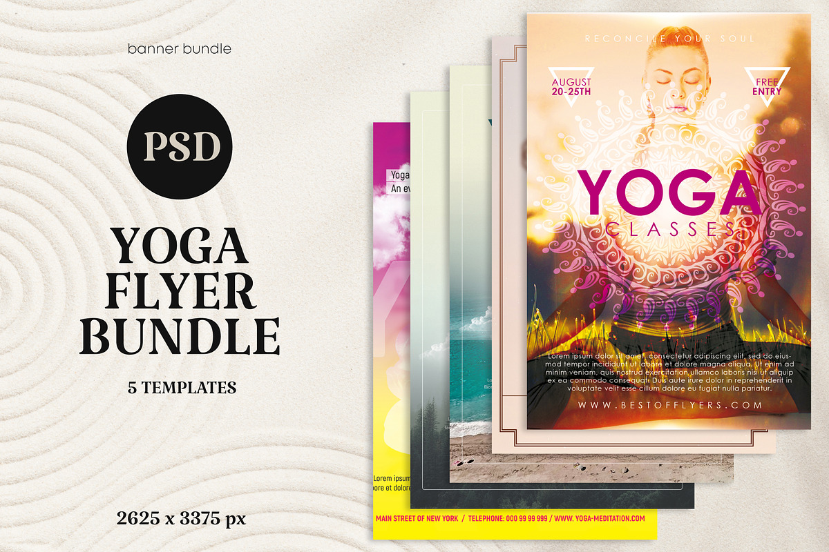 5 Yoga Flyer Bundle, a Design Template by PopotLane (Photo 1 of 4)