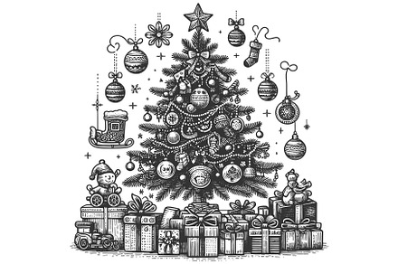 Christmas Tree with Gifts vector, an Object Illustration by AlexArt