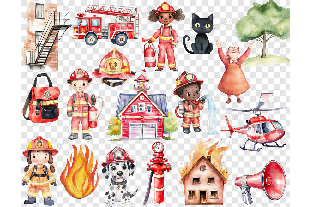 Firefighters Clipart, a Person Illustration by GlamArtZhanna (Photo 5 of 6)