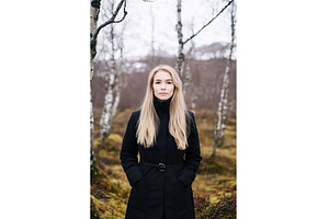 Blonde Caucasian woman in black coat, a Person Photo by Lermont51