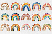 Watercolor Boho Rainbow Clipart, an Illustration by Rose Art (Thumbnail 2 of 5)