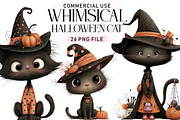 Whimsical Halloween Cat Clipart, a Seasonal Illustration by Daily.Designs (Thumbnail 1 of 4)