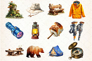 Watercolor Camping Hiking Clip Art, an Illustration by Libby Wishes (Thumbnail 3 of 5)