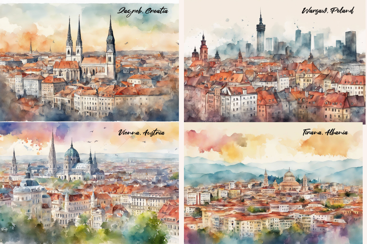 European Capital Cities Watercolors, a Background Graphic by PrintHaven Designs (Photo 3 of 10)