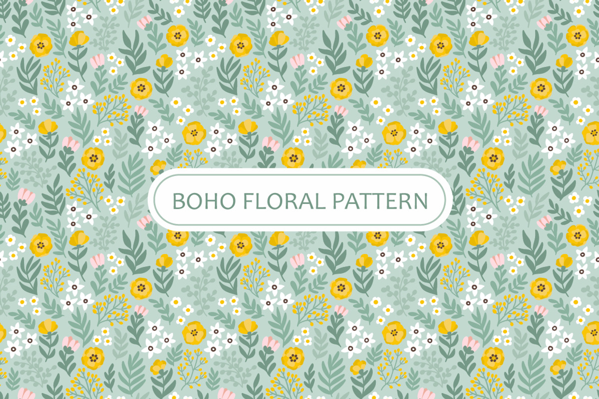 Boho Floral Seamless Pattern, a Pattern Graphic by Viaireshop (Photo 1 of 4)