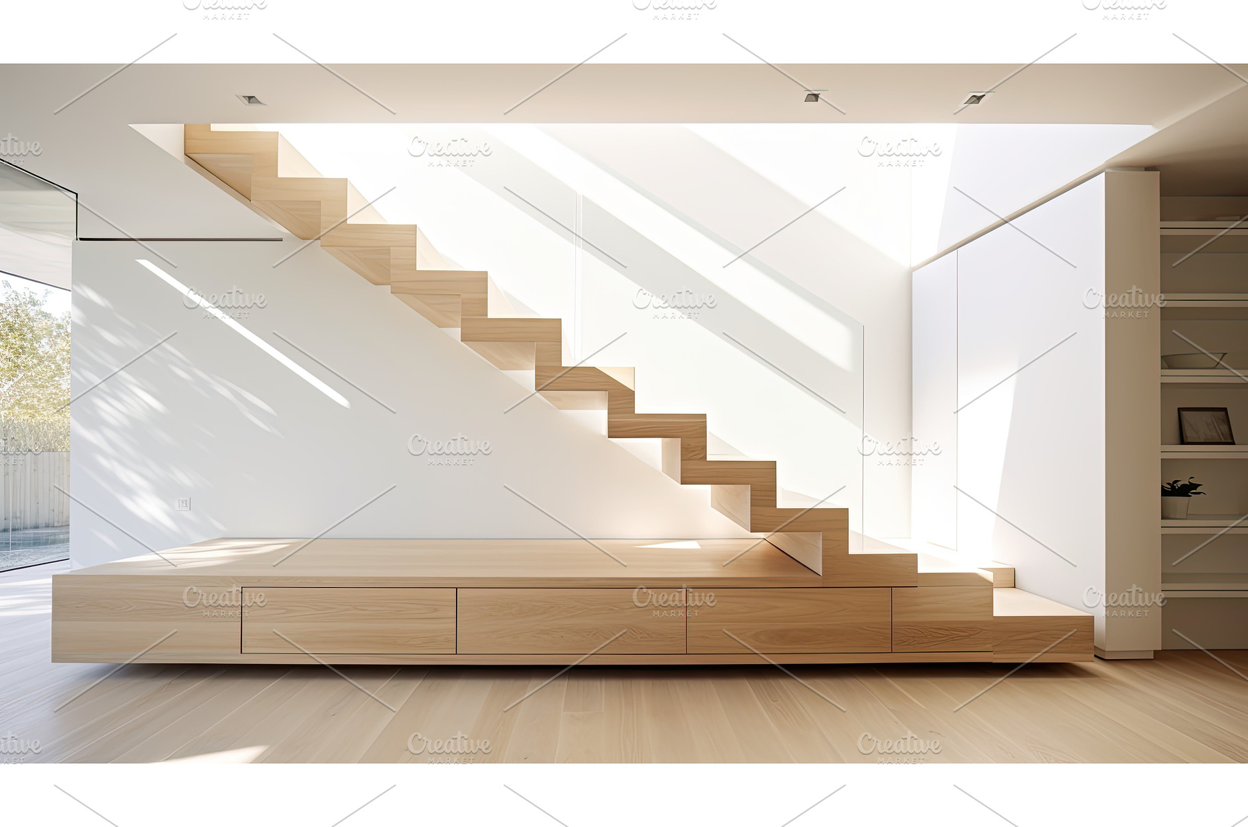 sleek stairs interior ai generated, an Architecture Photo by pikepicture