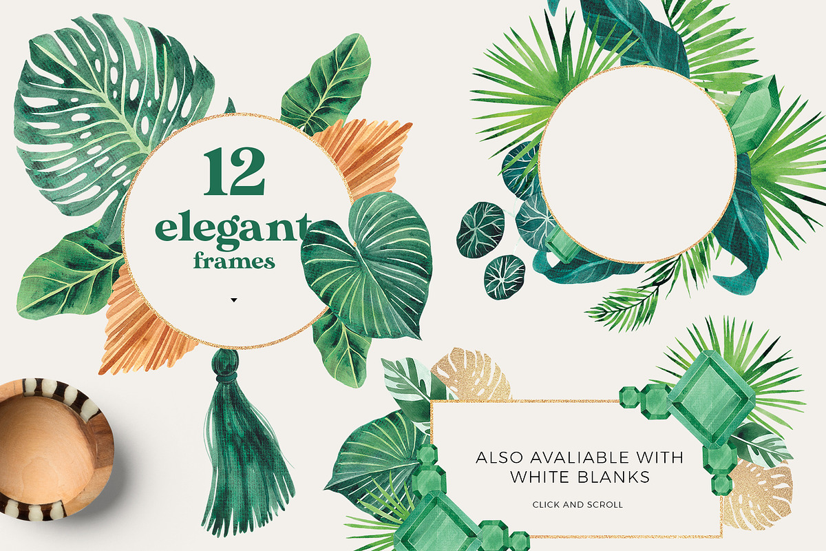The Emerald  tropic greenery set, an Illustration by Beauty Drops (Photo 4 of 8)