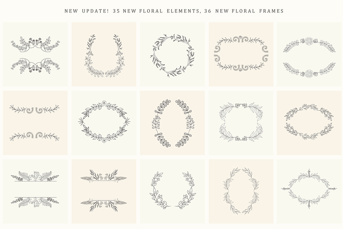 Hand Drawn Floral Elements. Frames, a Seasonal Illustration by Designwork (Photo 21 of 22)