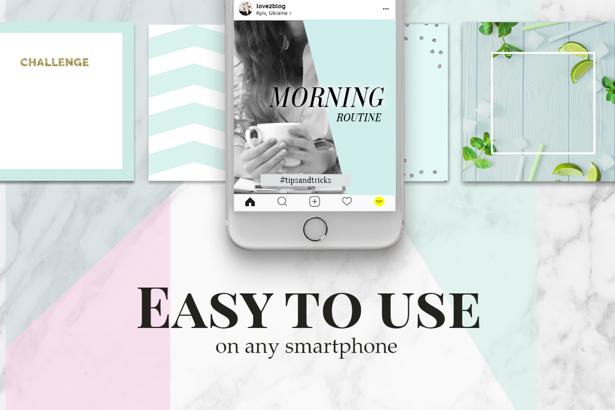 Instagram design set - Mint Icecream, a Social Media Template by Instagram templates E.B. (Photo 2 of 3)