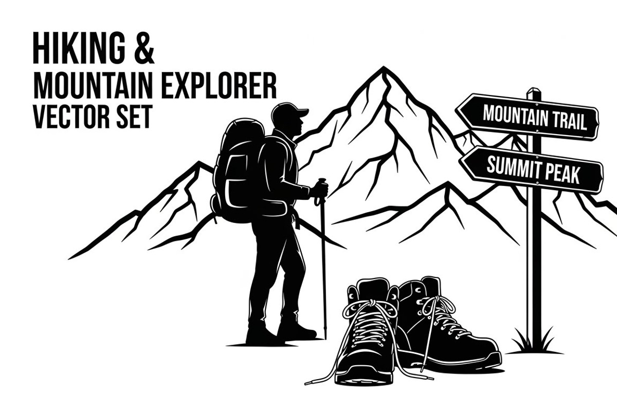 Hiking Adventure Silhouette Bundle, an Illustration by yasushie (Photo 25 of 51)
