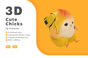 Cute Chick 3D Character Illustration