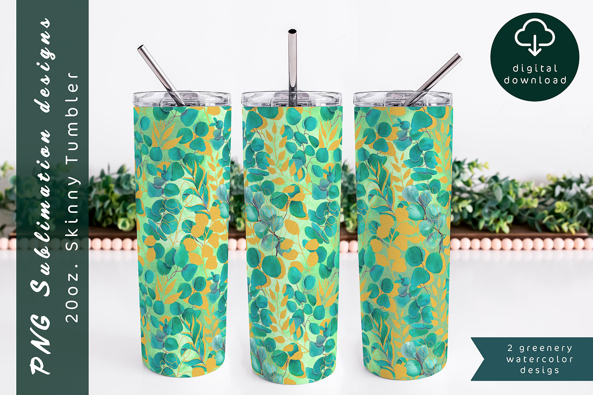 Eucalyptus tumbler sublimation, an Object Graphic by AnastasiaWatercolor (Photo 1 of 6)