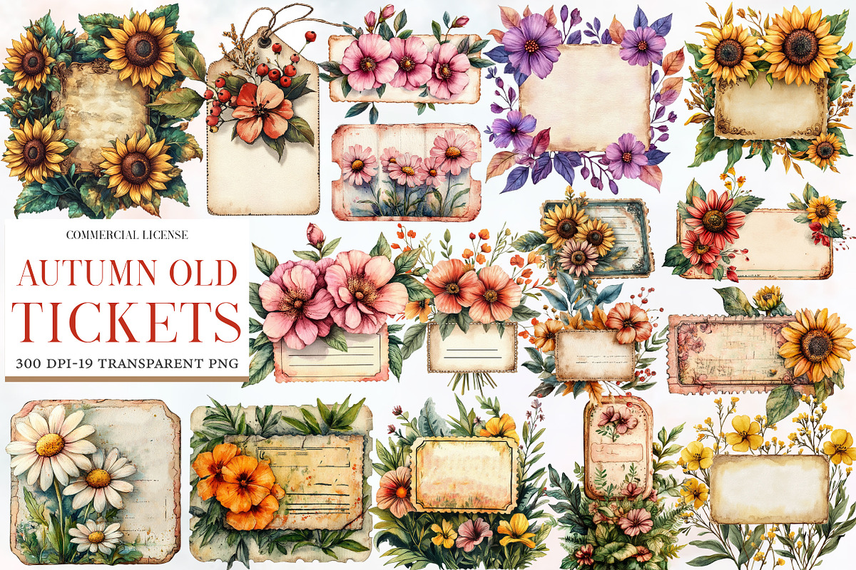 Autumn Old Tickets Clipart, an Illustration by Designworld (Photo 1 of 5)