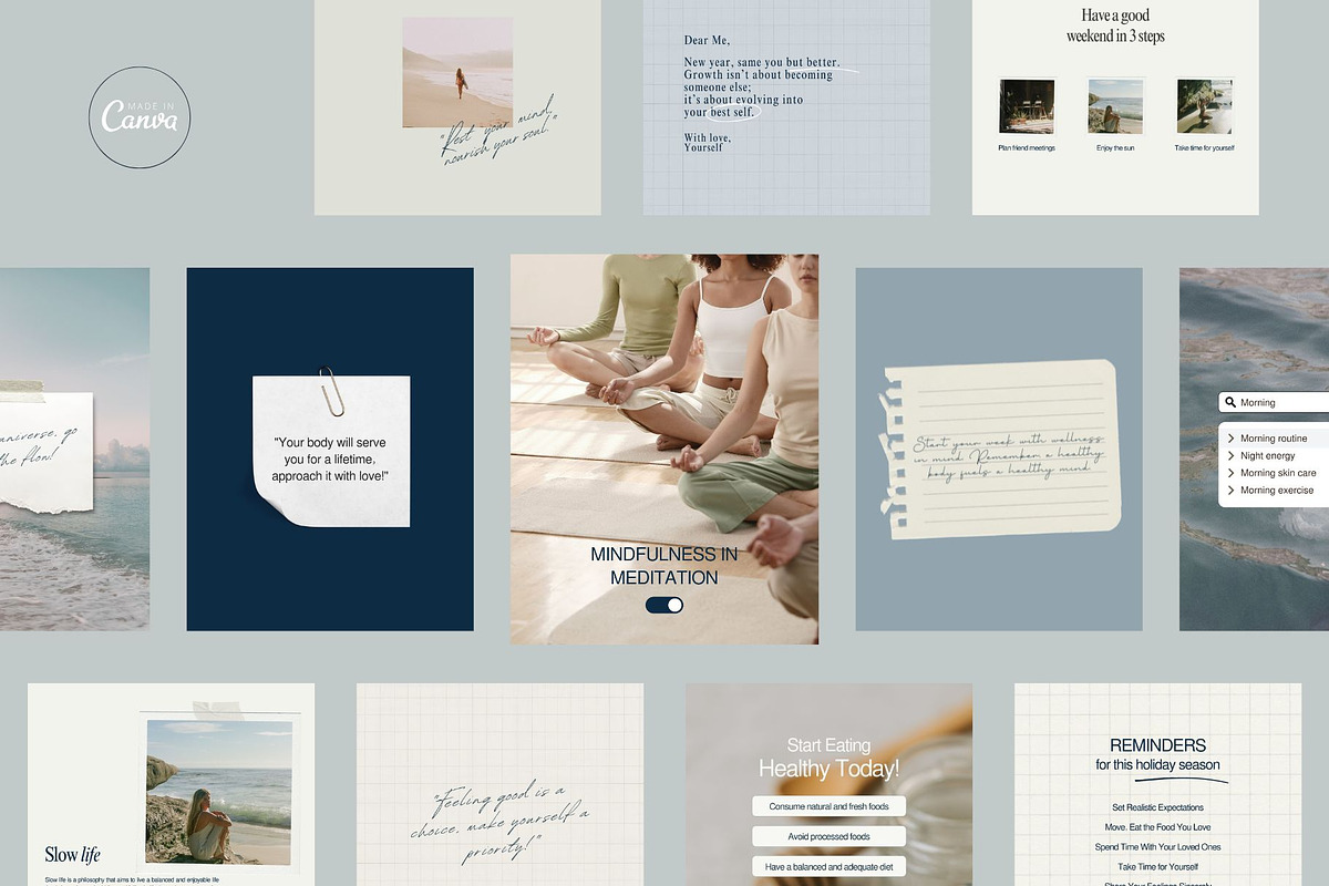 Wellness Instagram Templates, a Social Media Template by Mia Branding Studio (Photo 1 of 6)