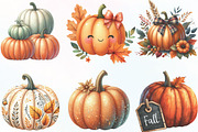 Watercolor Autumn Pumpkin Clipart, an Illustration by CraftArtStudio (Thumbnail 2 of 6)