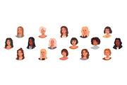 Trendy female avatars bundle, a Person Illustration by Yayasya (Thumbnail 1 of 3)
