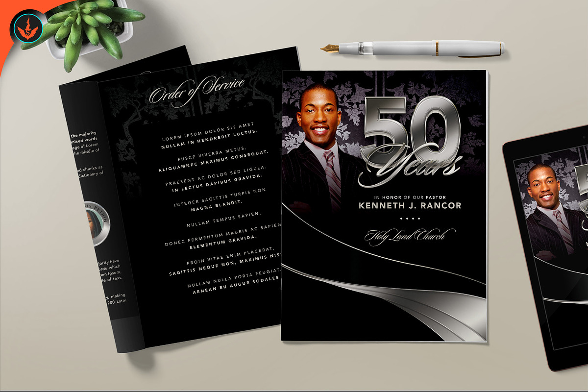 Black and Silver Pastor Anniversary, a Brochure Template by SeraphimChris (Photo 4 of 6)