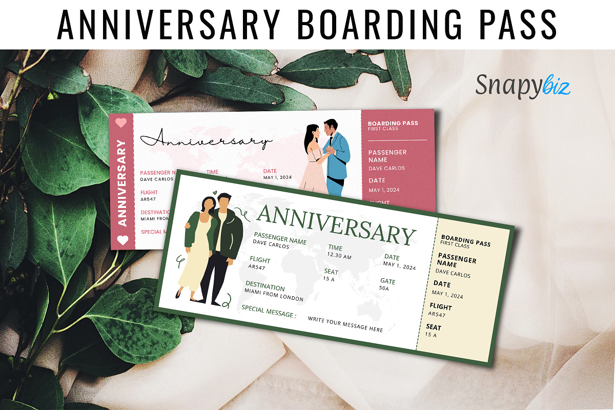 Anniversary Ticket Canva Templates, a Card Template by Snapybiz (Photo 4 of 10)