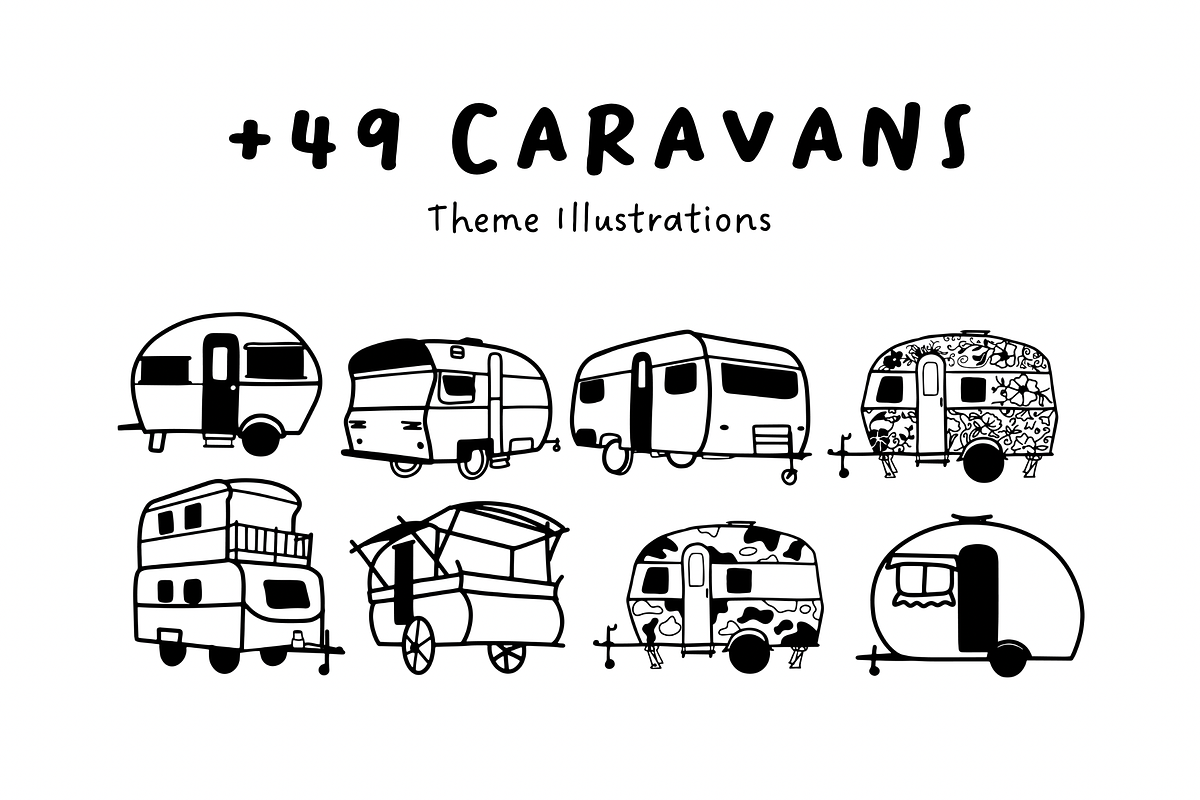 49+ Hand-Drawn Caravan | Travel Set, a Transportation Illustration by The Journey Atelier (Photo 1 of 5)