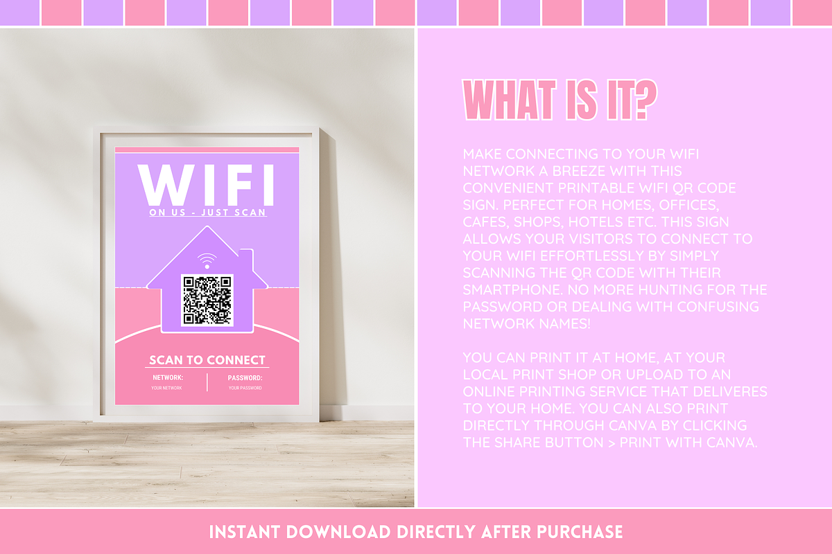 WiFi QR Code Sign - Pastel, a Stationery Template by SunshineStudioBoutique (Photo 2 of 10)