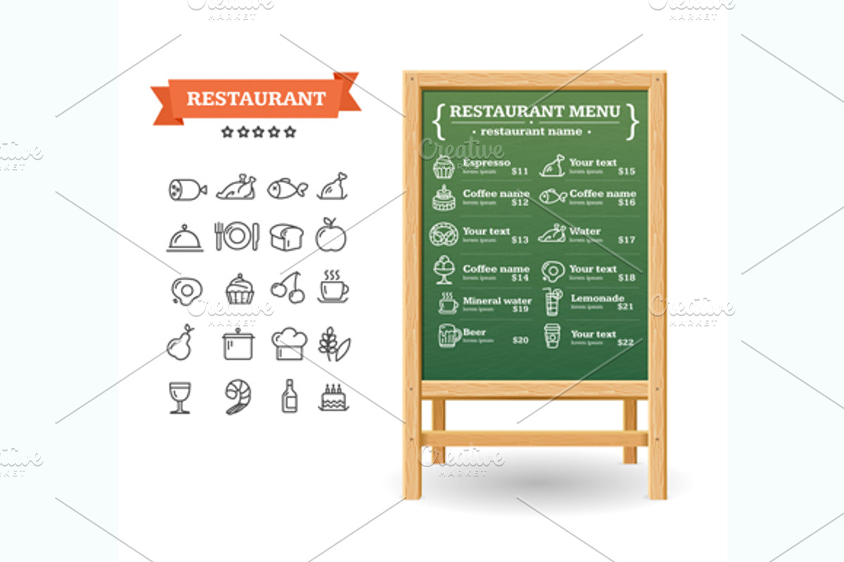 Menu Restaurant Board. Vector, a Food Illustration by Vector and Templates (Photo 1 of 3)