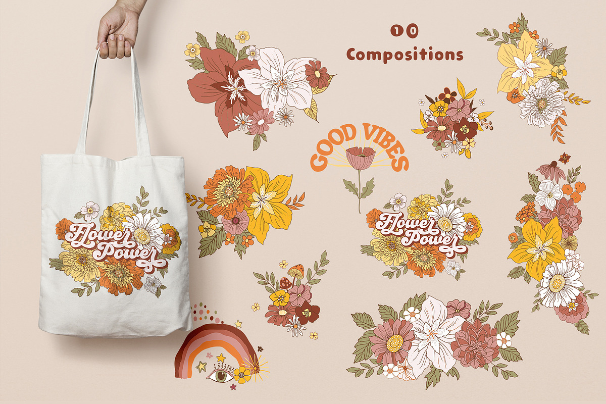 Flower Power - Retro Vectors, an Illustration by Twigs and Twine (Photo 3 of 9)