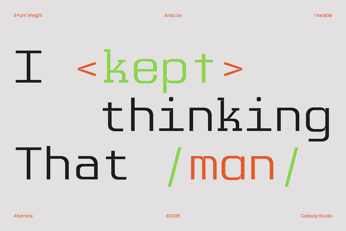 Anacute – Industrial Mono Sans, a Sans Serif Font by Casloop Studio (Photo 5 of 10)