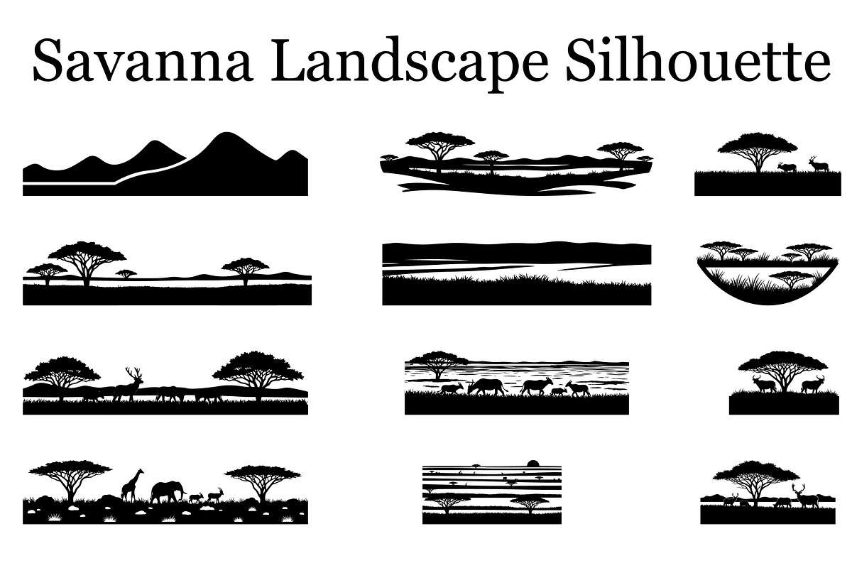 Abstract Savanna Scenery Silhouette, a Graphic by Artivon (Photo 1 of 13)