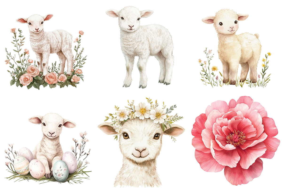 Spring Floral Baby Lamb Png, an Illustration by CitraGraphics (Photo 5 of 5)