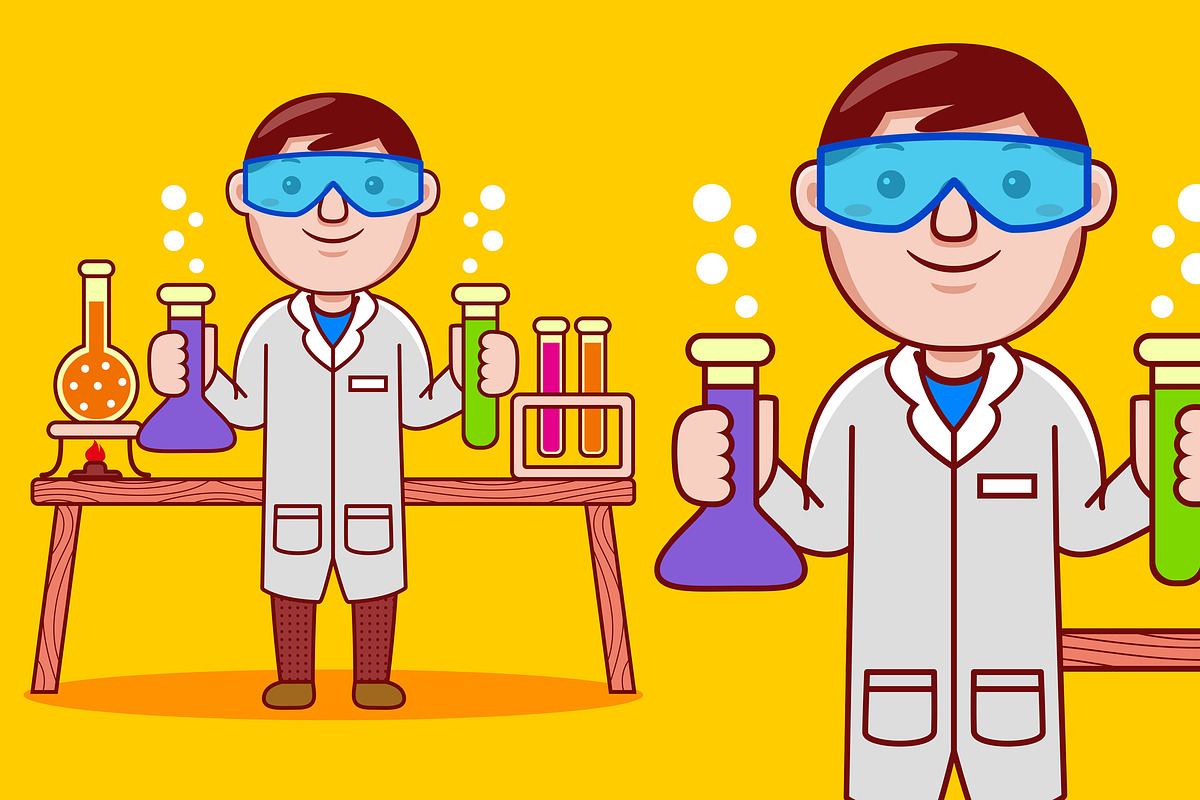 Man Chemist Profesion Cartoon Vector, an Education Illustration by MEDZ (Photo 2 of 3)