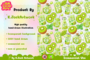 Cute Kiwi Soda Seamless Pattern, a Background Graphic by K.JackArtwork (Thumbnail 3 of 8)