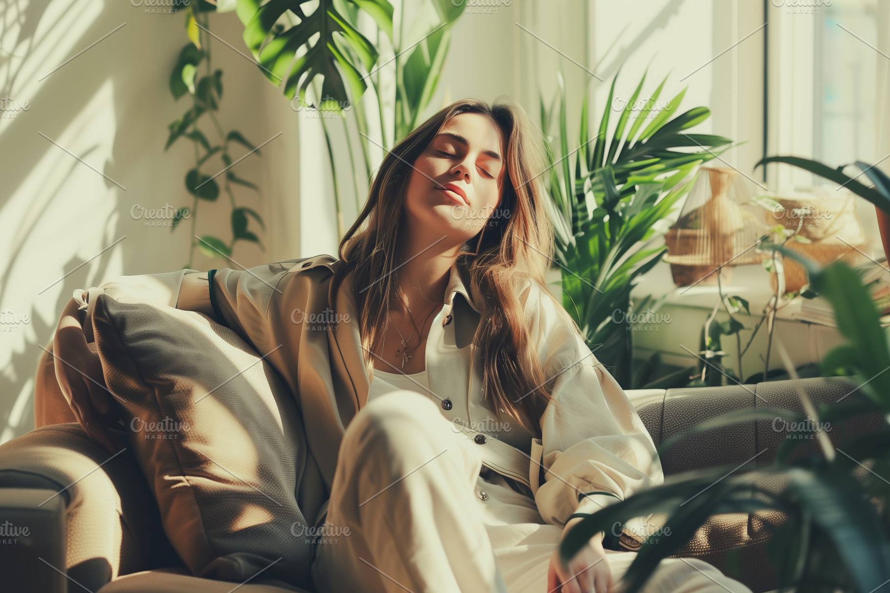 Happy young woman relaxing at home s, a Person Photo by Rohappy