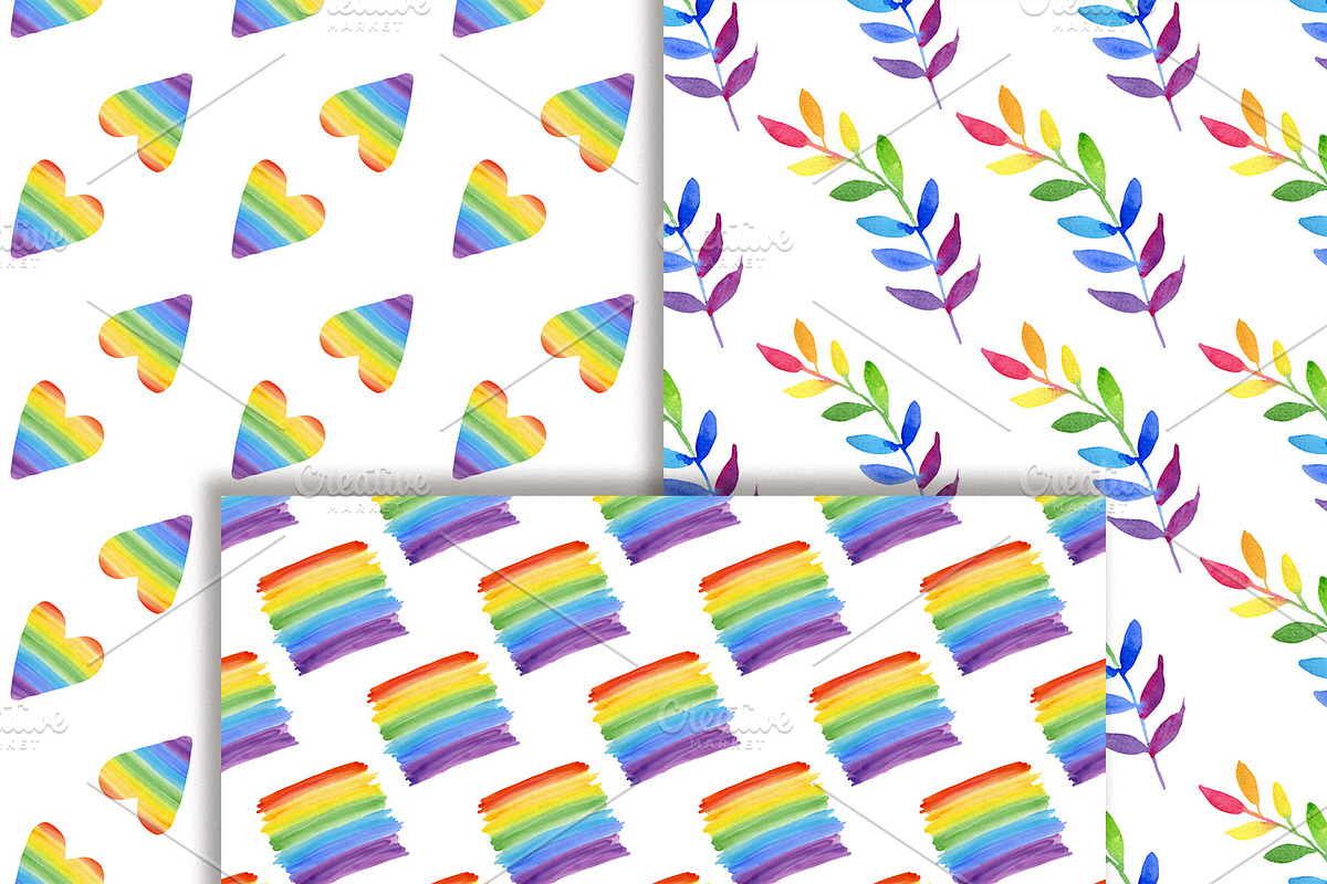 Watercolor Rainbow Clipart & Pattern, an Illustration by ArtIrisArt (Photo 7 of 22)