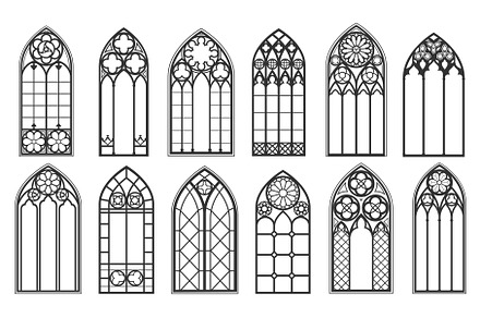 Catholic gothic church windows, an Object Illustration by Vector Tradition