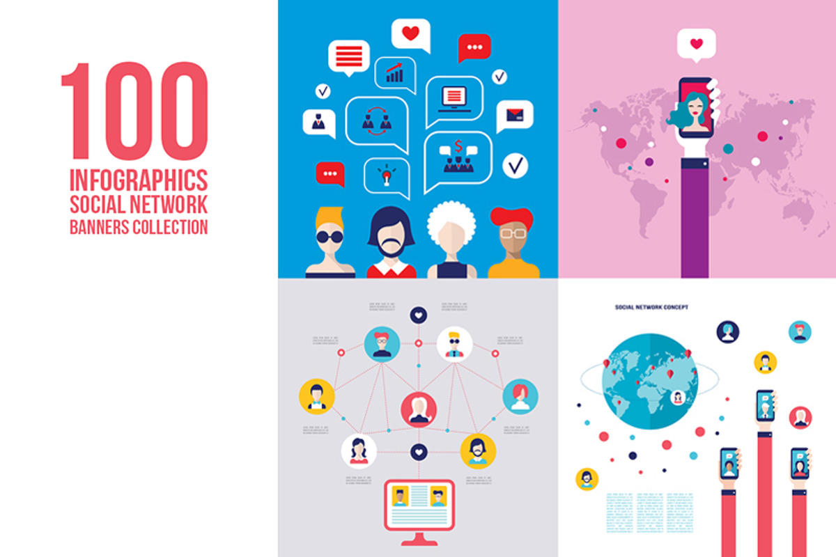 100 social network infographic set, a Person Illustration by Anttoniu (Photo 3 of 5)