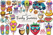 Funky Summer Clipart, an Illustration by CreationArt (Thumbnail 1 of 5)