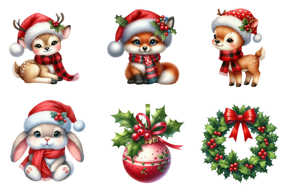 Woodland Christmas Clipart, an Illustration by CreationArt (Photo 7 of 7)