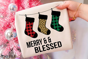 Merry And Blessed Stockings PNG, a Seasonal Illustration by CrexoraLab