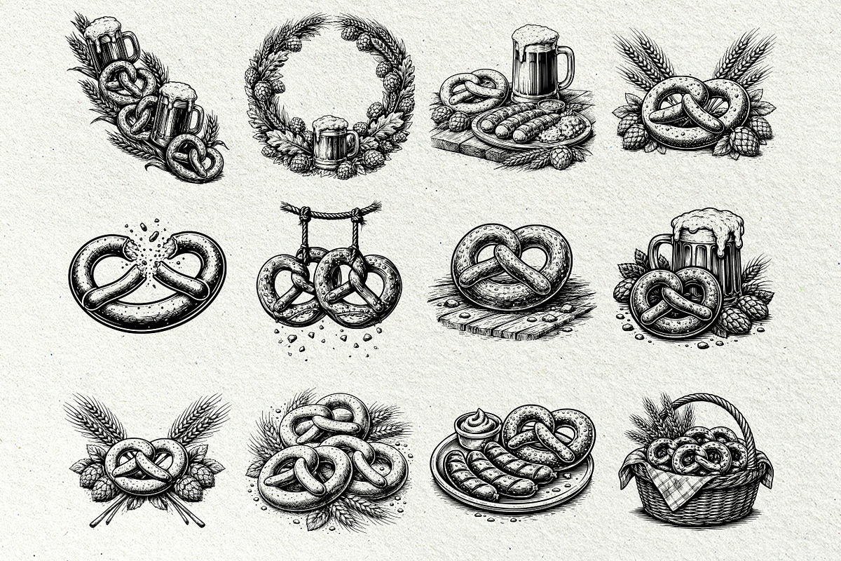 Oktoberfest Engraving Graphics, a Seasonal Illustration by DENIDigitalArtSudio (Photo 4 of 7)
