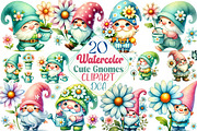 Watercolor Cute Gnomes with Daisy, an Illustration by DreamCafeArt (Thumbnail 1 of 5)