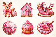 Christmas Pink Gingerbread Clipart, a Work Illustration by Dream Creation (Thumbnail 4 of 5)