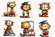 Cute Back to School Cat Clipart, a Seasonal Illustration by Designworld (Thumbnail 3 of 4)