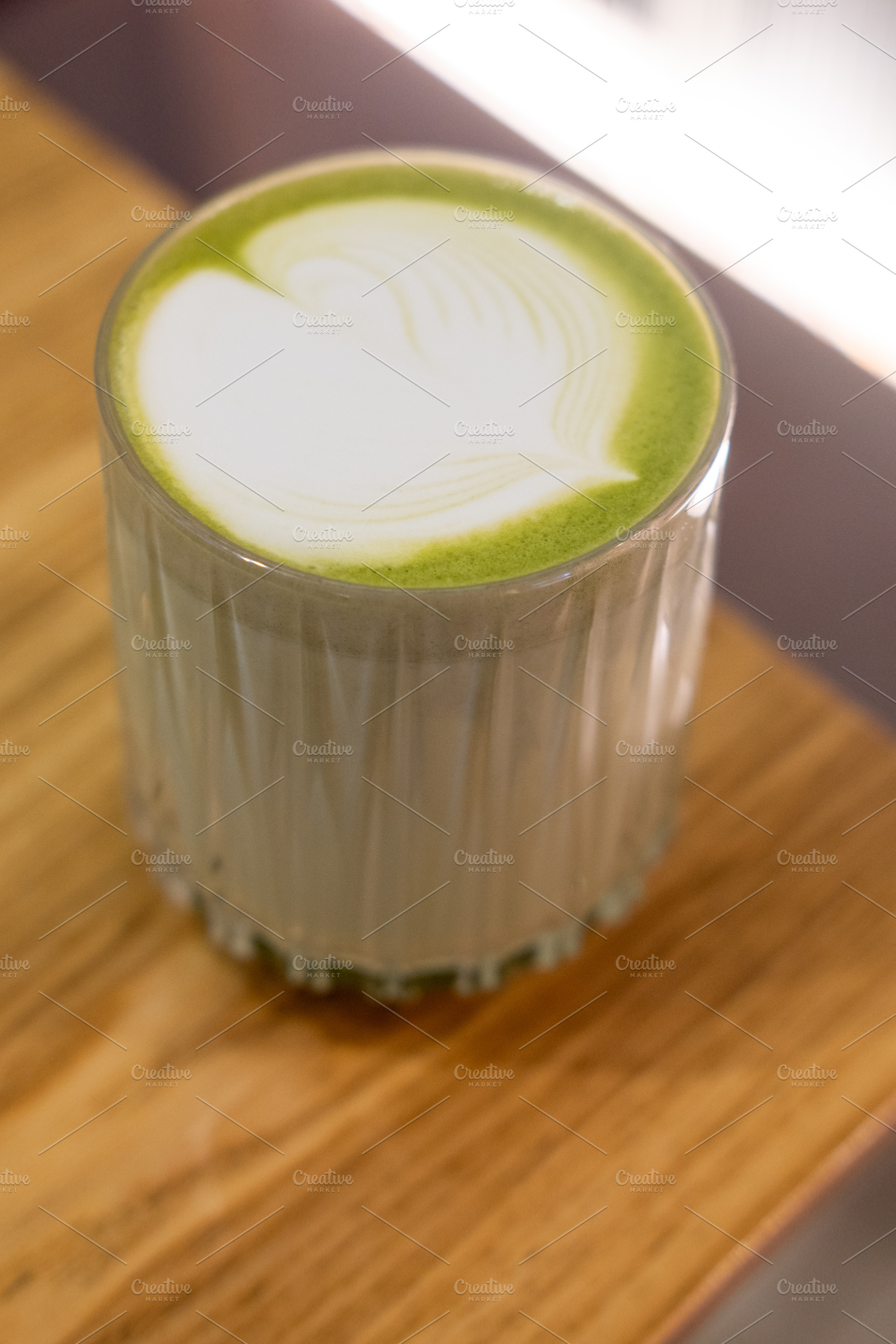 Green tea cold drink traditional matcha latte art, a Food & Drink Photo by Photo Drive Studio
